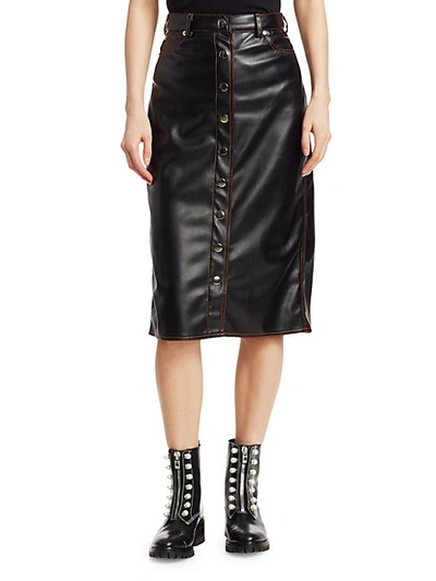Shop Proenza Schouler Button-front Faux Leather Midi Skirt In Black