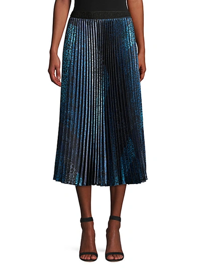 Shop Elie Tahari Sue Animal-print Pleated Midi Skirt In Amalfi Multi