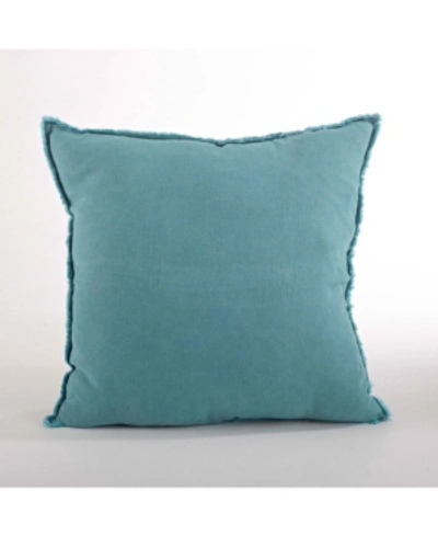 Shop Saro Lifestyle Fringed Linen Decorative Pillow, 20" X 20" In Teal