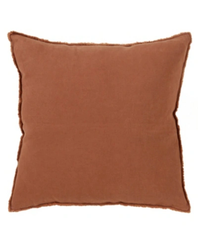 Shop Saro Lifestyle Fringed Linen Decorative Pillow, 20" X 20" In Camel