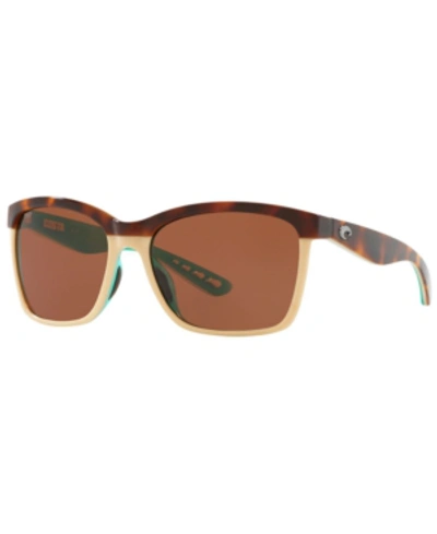 Shop Costa Del Mar Polarized Sunglasses, Cdm Anaa 55 In Tortoise/copper