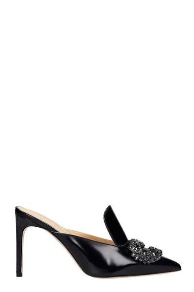 Shop Giannico Daphne Mule 85 Sandals In Black Leather