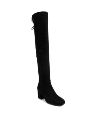 Sugar Evers Womens Faux Suede Tall Over-the-knee Boots In Black