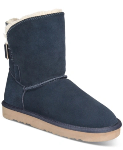 Shop Style & Co Women's Teenyy Winter Booties, Created For Macy's In Navy