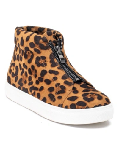 Shop Gc Shoes Coby Front Zipper Hightop Sneaker Women's Shoes In Leopard