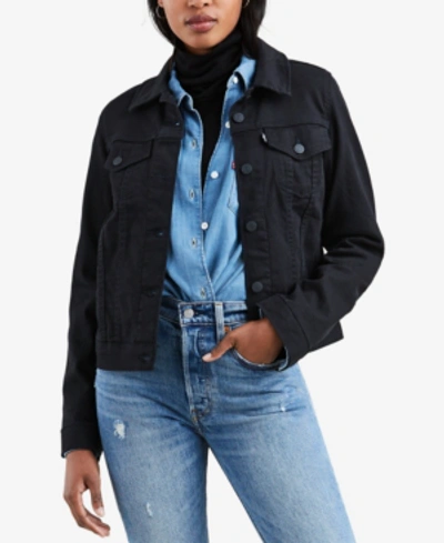 Shop Levi's Women's Original Cotton Denim Trucker Jacket In Black And Black