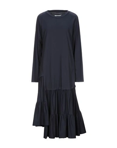 Shop Mm6 Maison Margiela Woman Midi Dress Midnight Blue Size Xl Cotton, Elastane