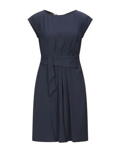 Shop Armani Collezioni Short Dress In Slate Blue