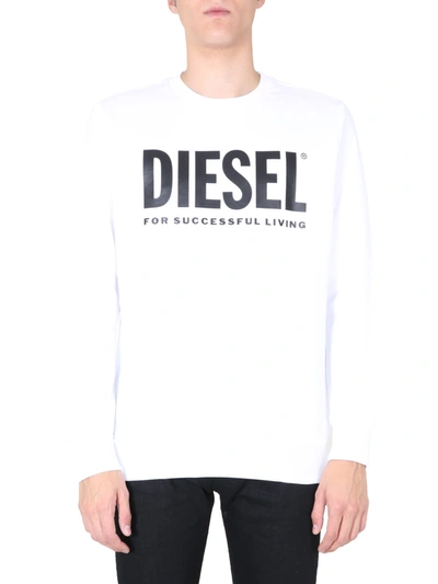 Shop Diesel Crew Neck Sweatshirt In Bianco