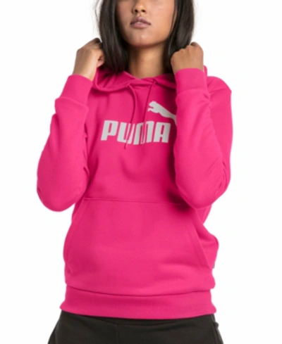 Shop Puma Women's Logo Fleece Hoodie In Beetroot Purple