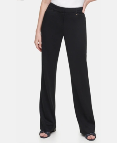 Shop Calvin Klein Ponte-knit Straight-leg Pants In Black