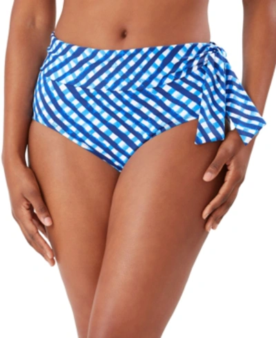 Shop Tommy Bahama Harbour Island Printed High-waist Bikini Bottoms Women's Swimsuit In Azure Blue