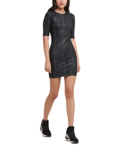 Shop Dkny Sport Snake-print Dress In Black