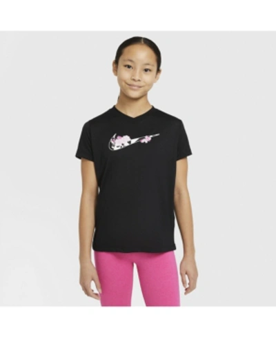 Shop Nike Dry-fit Big Girl's T-shirt In Black