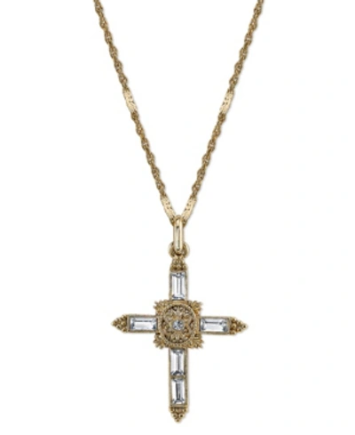 Shop Symbols Of Faith 14k Gold-dipped Crystal Cross Pendant Necklace 18"