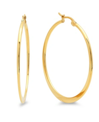 Shop Steeltime 18k Gold Plated Stainless Steel Hoop Earrings In Gold-plated