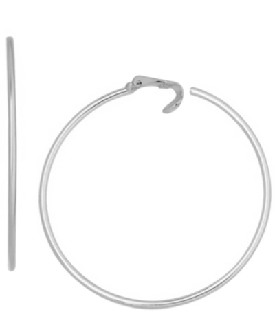Shop Essentials Silver Plated Large Clip-on Hoop Earrings, 2.16"