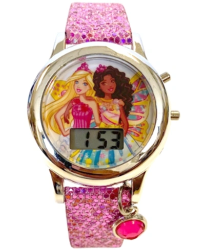 Shop Accutime Kid's Barbie Digital Pink Glitter Silicone Strap Watch 34mm