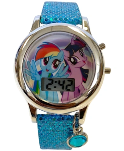 Shop Accutime Kid's My Little Pony Digital Glitter Silicone Strap Watch 34mm In Blue