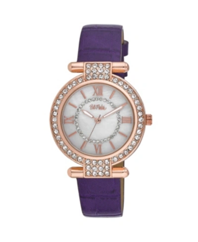 Shop Bob Mackie Women's Purple Polyurethane Strap Stone Encrusted T-bar Watch, 35mm