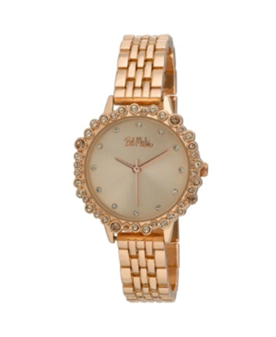 Shop Bob Mackie Women's Pink Alloy Bracelet Crystal Bezel Watch, 31mm