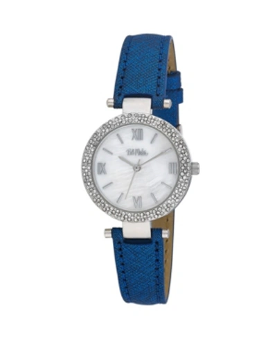 Shop Bob Mackie Women's Blue Polyurethane Strap Glitz Mop Dial Watch, 30mm