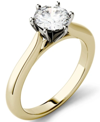 Shop Charles & Colvard Moissanite Solitaire Engagement Ring 1 Ct. T.w. Diamond Equivalent In 14k White Gold Or 14k Yellow G In Yellow Gold