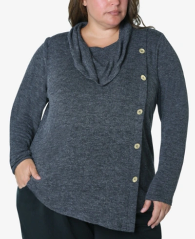 Shop Adrienne Vittadini Women's Plus Size Cozy Knit Top In Black