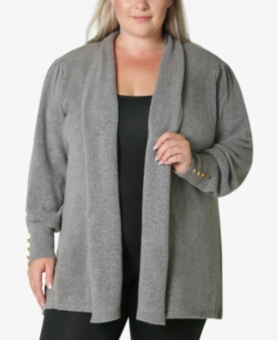 Shop Adrienne Vittadini Women's Plus Size Cardigan Sweater In Medium Heather Gray