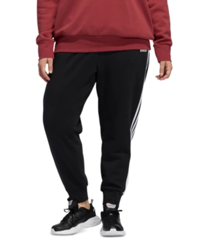 Shop Adidas Originals Adidas Plus Size 3-stripes Fleece Jogger Pants In Black