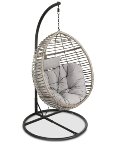 Shop Noble House Logan Outdoor Basket Chair In Grey