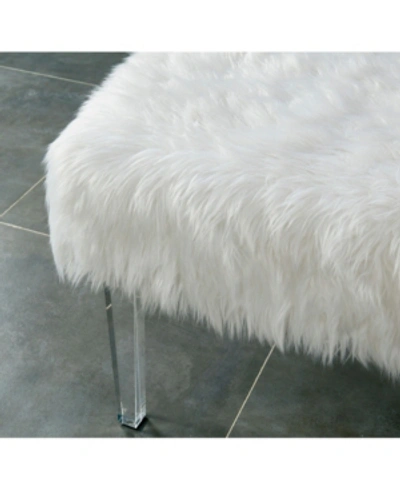 Shop Furniture Of America Closeout Raven I Faux Fur Acrylic Ottoman In White
