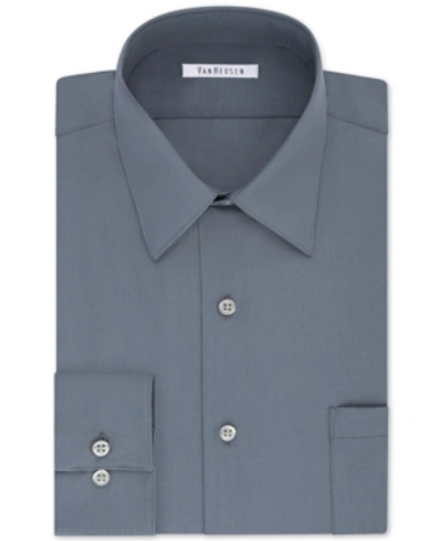 Shop Van Heusen Men's Classic/regular Fit Wrinkle Free Poplin Solid Dress Shirt In Grey