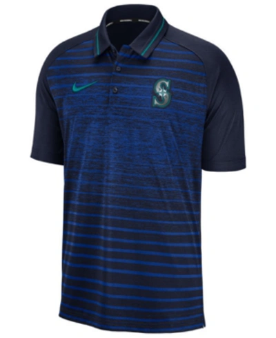 Shop Nike Men's Seattle Mariners Stripe Game Polo In Navy
