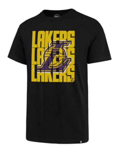 Shop 47 Brand Men's Los Angeles Lakers Triple Stack Repeat Super Rival T-shirt In Black