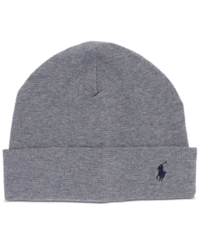 Shop Polo Ralph Lauren Men's Thermal Beanie In Grey Heather