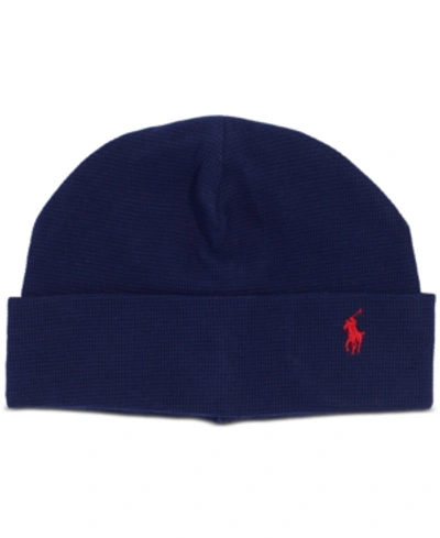 Shop Polo Ralph Lauren Men's Thermal Beanie In Navy