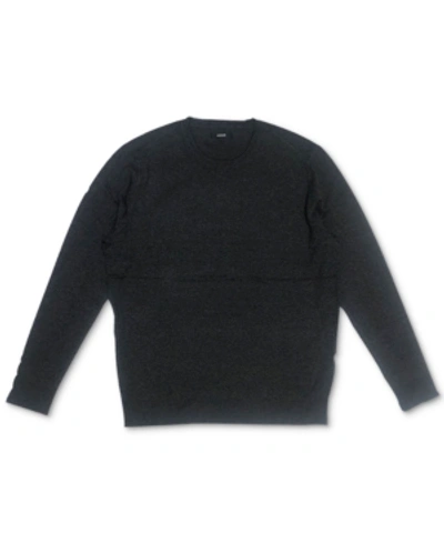 Shop Alfani Men's Solid Crewneck Sweater, Created For Macy's In Black Ice