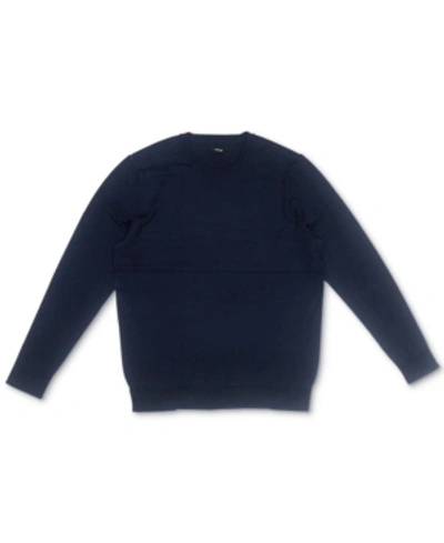 Shop Alfani Men's Solid Crewneck Sweater, Created For Macy's In Neo Navy