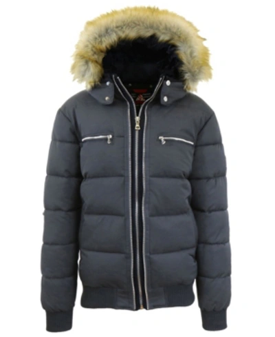 Shop Galaxy By Harvic Men's Heavyweight Jacket With Detachable Faux Fur Hood In Dark Gray