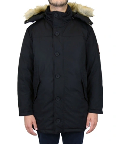 Shop Galaxy By Harvic Men's Heavyweight Parka Jacket With Detachable Hood In Black