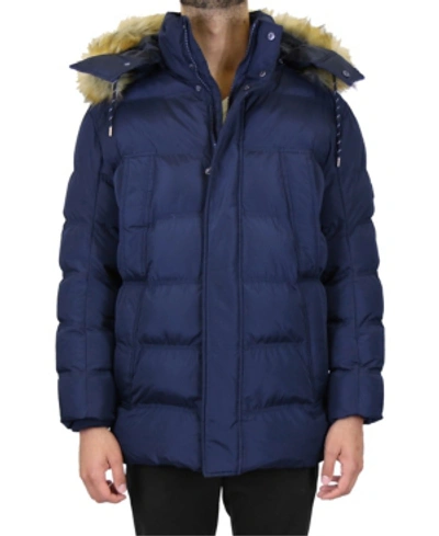 Shop Galaxy By Harvic Men's Heavyweight Parka With Detachable Hood In Navy