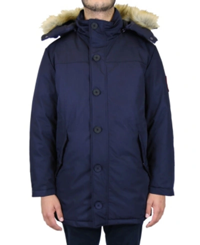 Shop Galaxy By Harvic Men's Heavyweight Parka Jacket With Detachable Hood In Navy