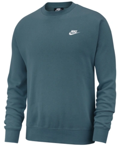 Shop Nike Men's Club Fleece Crew Sweatshirt In Ash Green