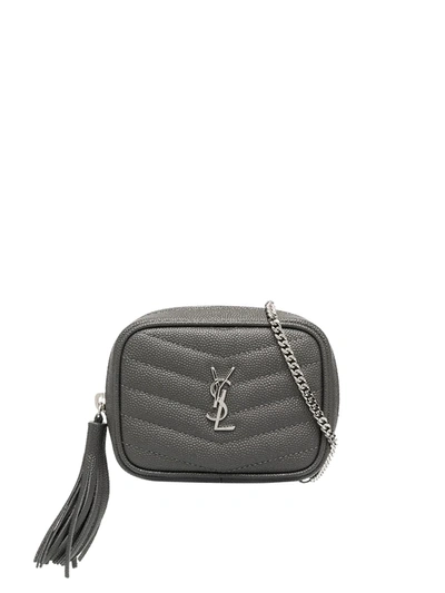 Shop Saint Laurent Baby Lou Quilted Bag In Grey