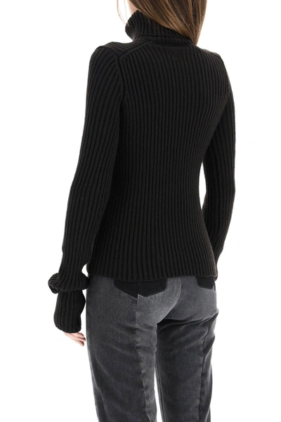 Shop Bottega Veneta Ribbed High Neck Sweater In Brown