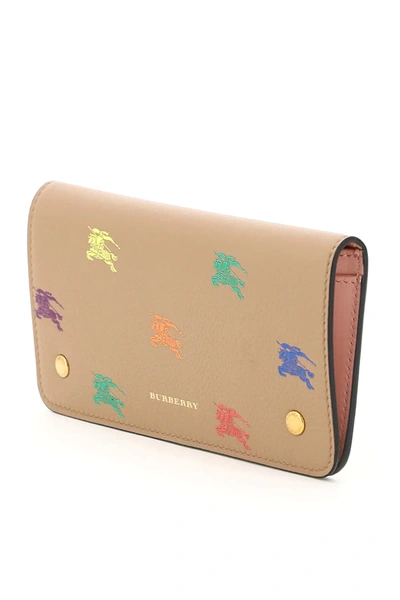 Shop Burberry Knight's Multicolor Equestrian Wallet In Beige