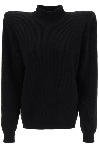 Shop Balenciaga High Neck Pagoda Sweater In Black