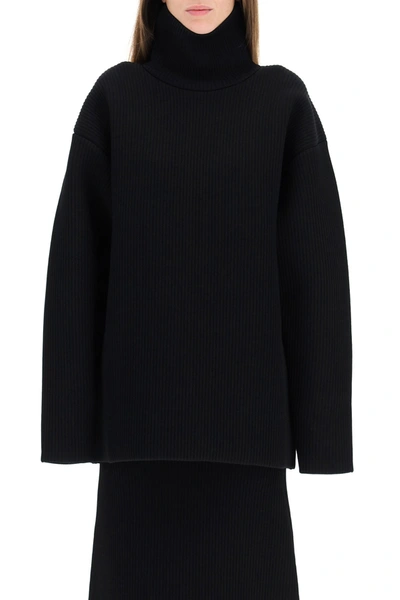 Shop Balenciaga Turtleneck Sweater In Technical Knit In Black