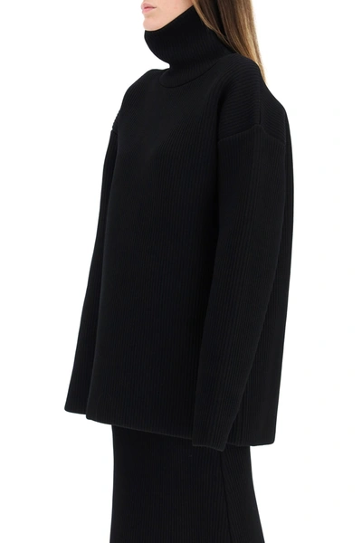 Shop Balenciaga Turtleneck Sweater In Technical Knit In Black
